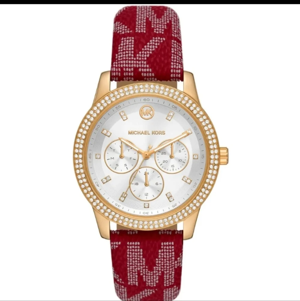 New Michael Kors Xbody Bag, Cardholder & Tibby MK Red signature Matching Watch